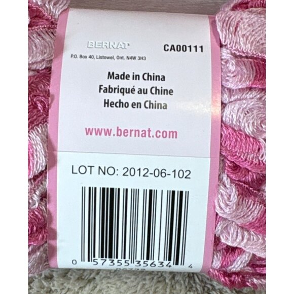 Bernat Ruffelina Yarn Pink & White Variegated 100g  Acrylic Polyester Lot Of 3 - Picture 5 of 5